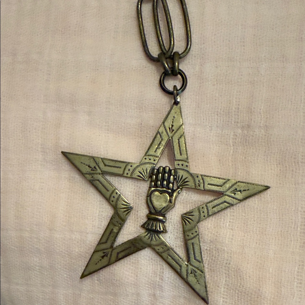 Star Pendant Necklace with Hand Design